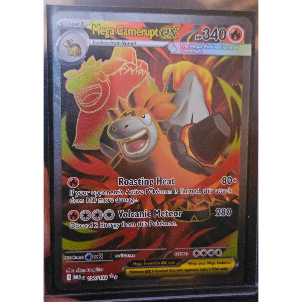 Pokémon M Camerupt EX 156/132 Secret Rare Full Art NM w/ Lucario Sleeve